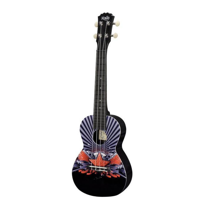 Korala Poly Ukes concert ukelele polycarbonaat, achterblad met akoestische kamers, black with red star