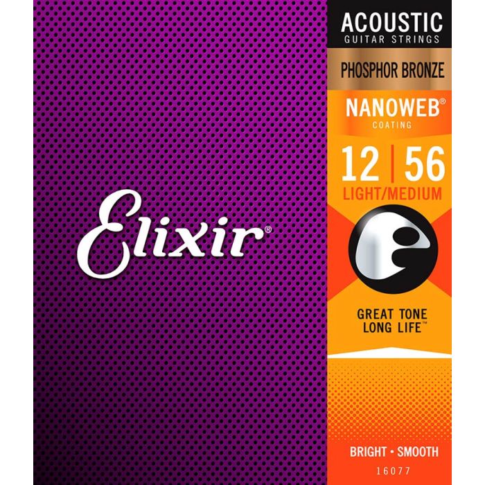 Elixir Nanoweb snarenset akoestisch, coated phosphor bronze, medium light, 012-016-024-035-045-056