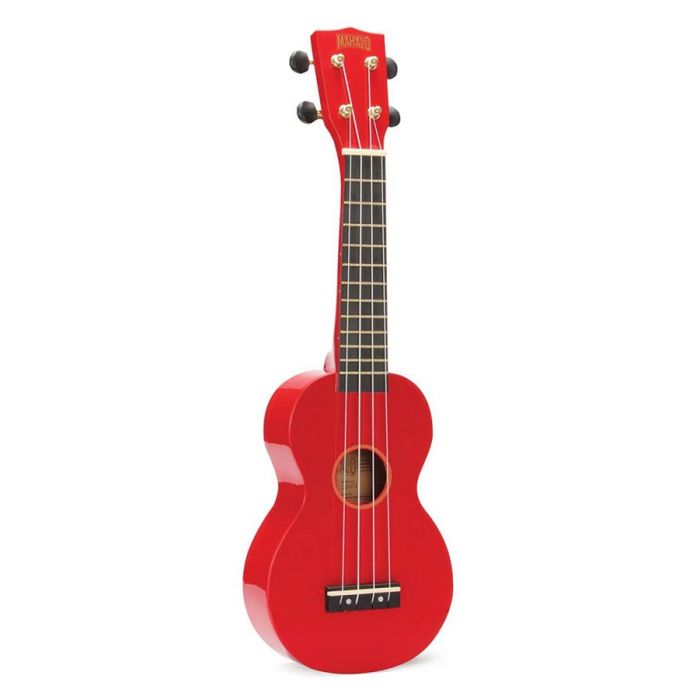 Mahalo Rainbow Series ukelele, met gitaarmechanieken, Aquila snaren, Nubone zadel en hoes, rood