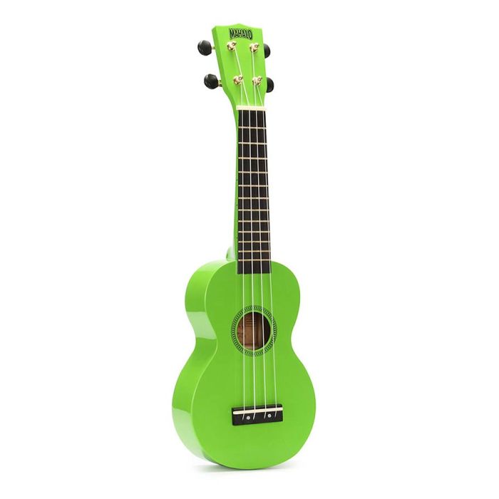 Mahalo Rainbow Series ukelele, met gitaarmechanieken, Aquila snaren, Nubone zadel en hoes, groen