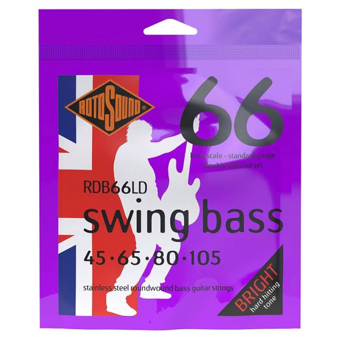 Rotosound Swing Bass 66 snarenset basgitaar, stainless steel, 45-105 double ball end, standard gauge