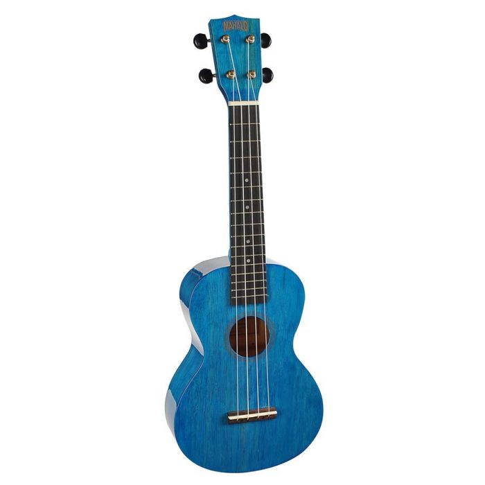 Mahalo Hano Series concert ukelele, gitaarmechanieken, Aquila snaren, transparant blauw, met tas