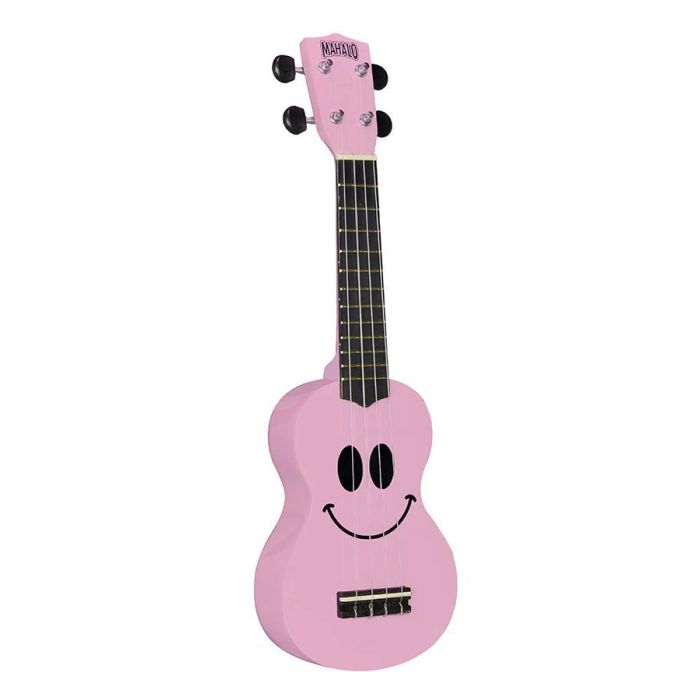 Mahalo Smiley Series sopraan ukelele, met gitaarmechanieken, nubone brugzadel, inclusief tas, roze