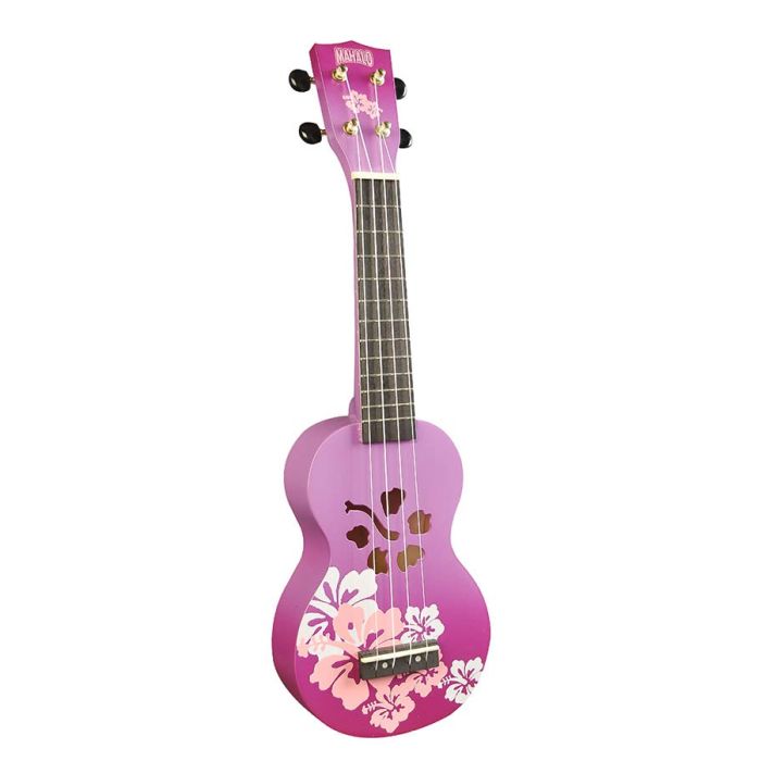 Mahalo Designer Series ukelele "Hibiscus" met tas, paars burst