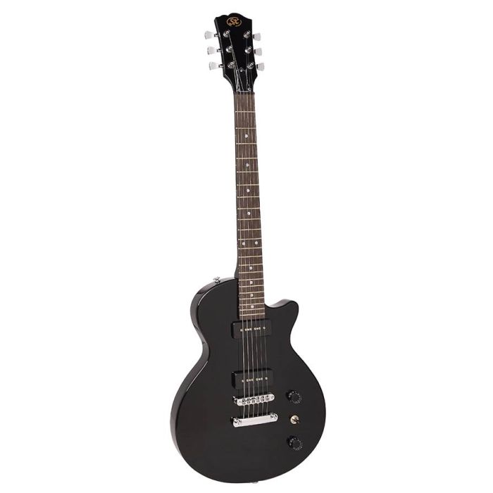 SX LP Junior style elektrische gitaar, lindenhout, 2 x P-90 elementen, geschroefde hals, zwart