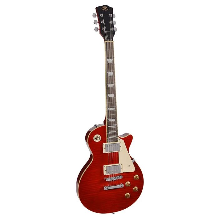 SX LP Std. style elektrische gitaar, mahonie/gevlamd esdoorn, 2 x humbucker, trans wine red