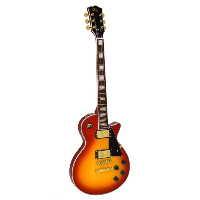 SX LP Custom style elektrische gitaar, mahonie/esdoorn, 2 x humbucker, gouden hardware, cherry sunburs