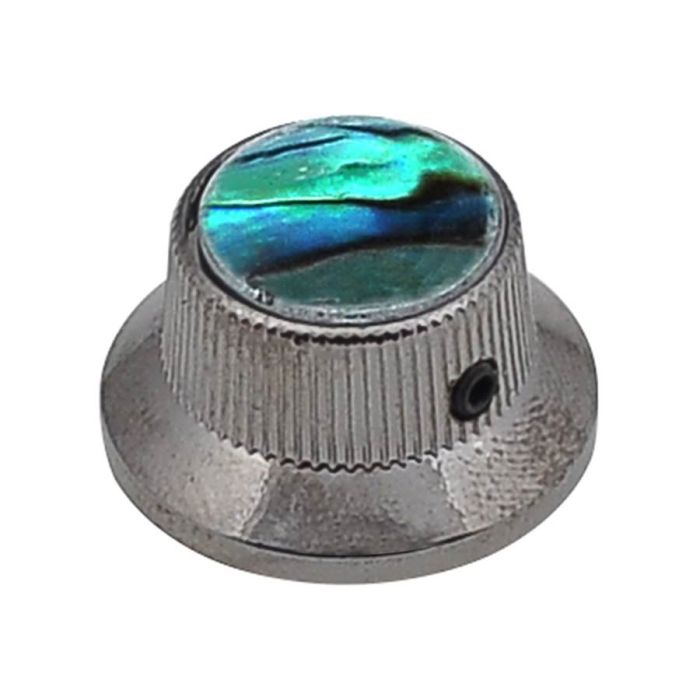 Boston bell knob with abalone inlay, black nickel