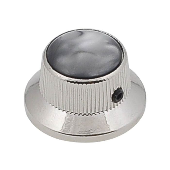 Boston bell knob with black pearl inlay, nickel