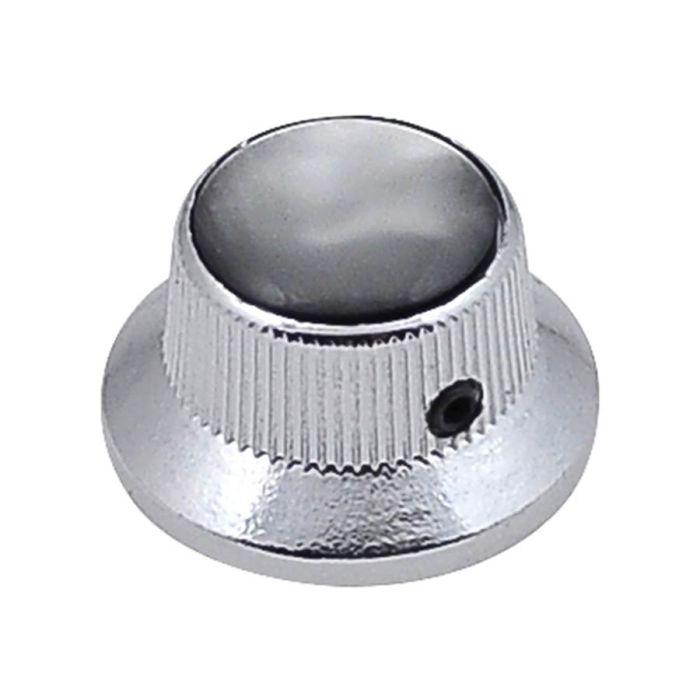 Boston bell knob with black pearl inlay, chrome