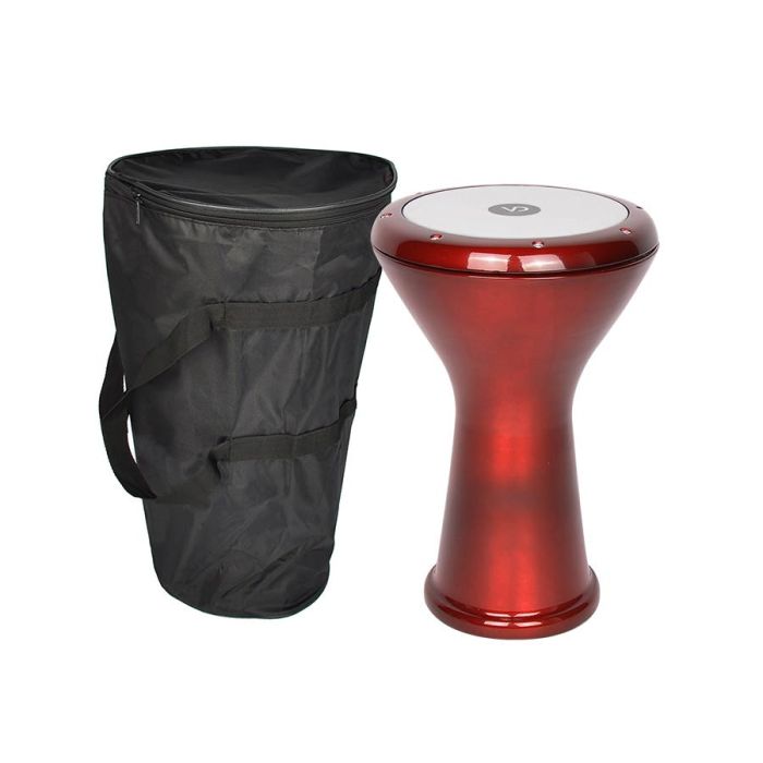 Vatan gegoten aluminium goblet drum, Egyptisch model, 22cm diameter, 44cm diep, rood gelakt