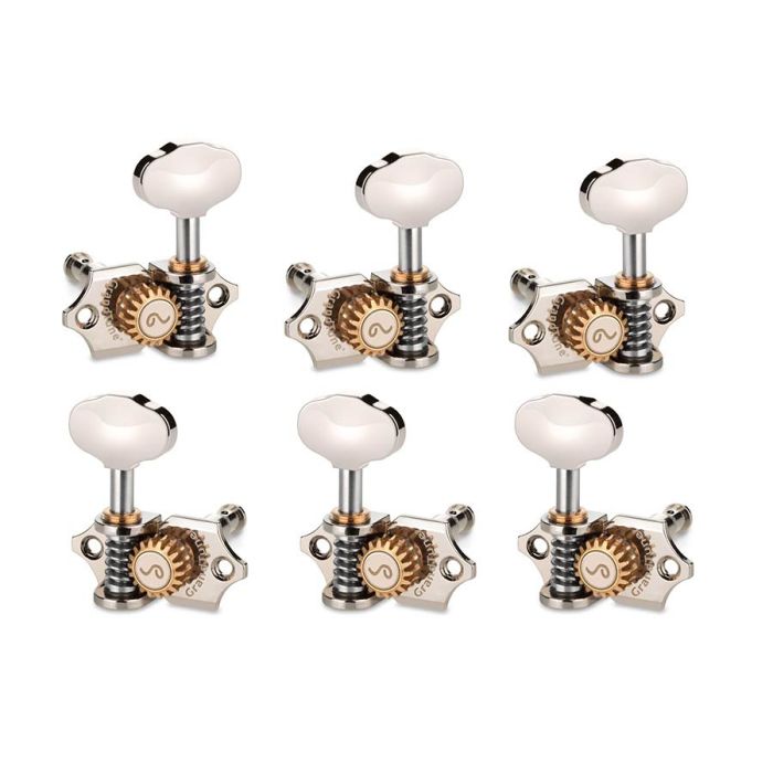 Schaller GrandTune Single machine heads 3L3R Butterbean, 21,7x6mm solid shaft, nickel