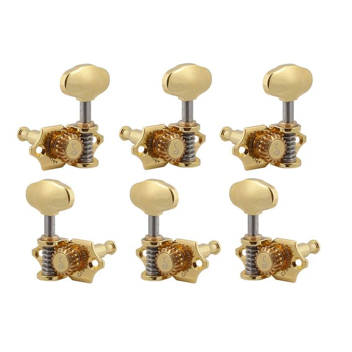 Schaller GrandTune Single machine heads 3L3R Butterbean, 21,7x6mm solid shaft, gold