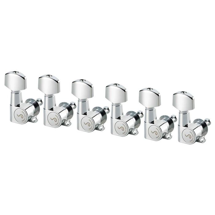 Schaller M6 Mini machine heads 6L with small metal pegs, solid shaft, chrome