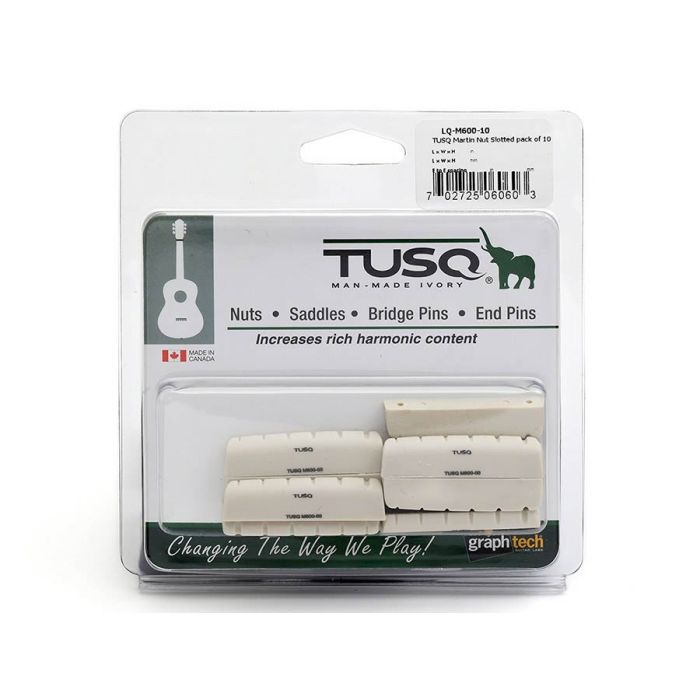 Graph Tech TUSQ 10-pack acoustic guitar nuts (Martin), angled bottom, slotted