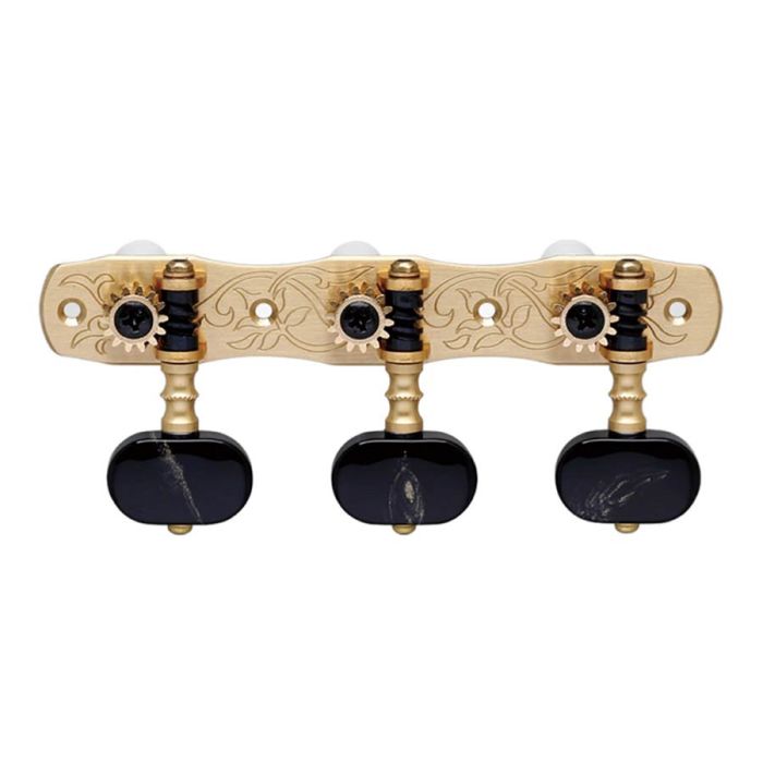 Gotoh machine heads for classic guitar, nylon shaft, 3x left 3x right, 70 mm, black button