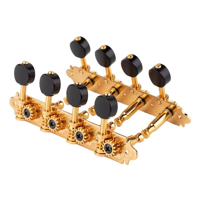 Gotoh machine heads for A-style mandolin, metal shaft, 69 mm,  black button, gold