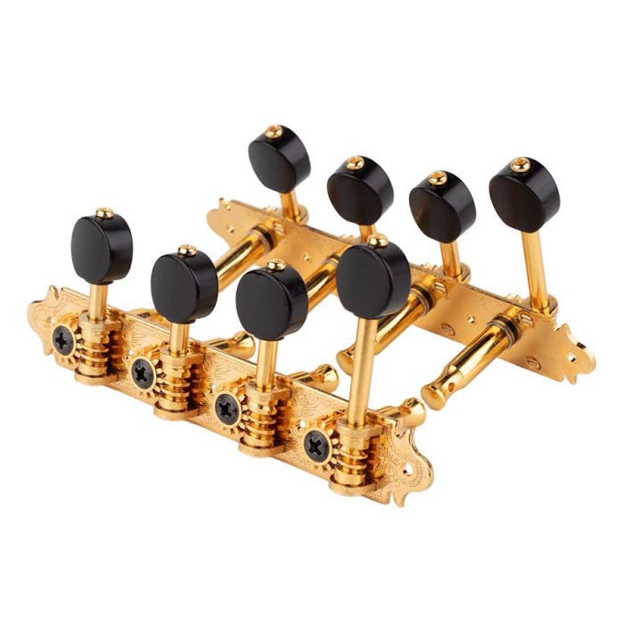 Gotoh machine heads for F-style mandolin, metal shaft, 69 mm, black button, gold