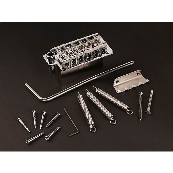 Gotoh tremolo, pitch 10,8 mm, steel block, steel sheet metal saddles, 6 pivot point, chrome