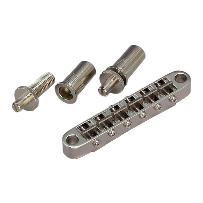 Gotoh bridge for e-guitar, "tune-o-matic" stud spacing 74,0mm, titanium saddles, nickel