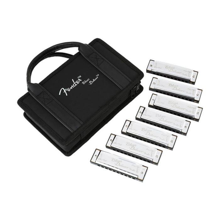 Fender Blues Deluxe harmonica pack of 7, with case