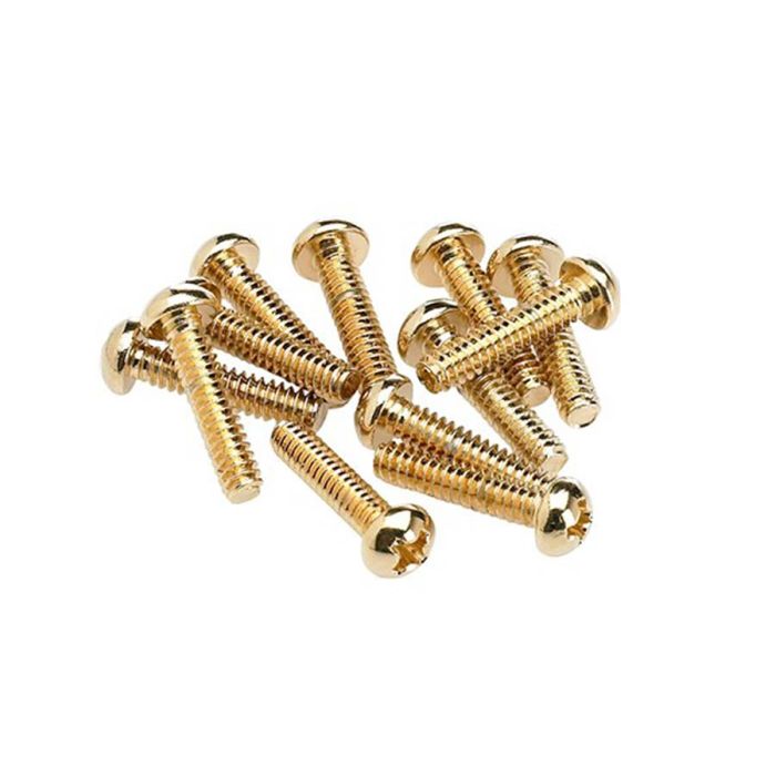 Fender Genuine Replacement Part pickup/selector switch mounting screws, Philips roundhead, gold, 12 pcs