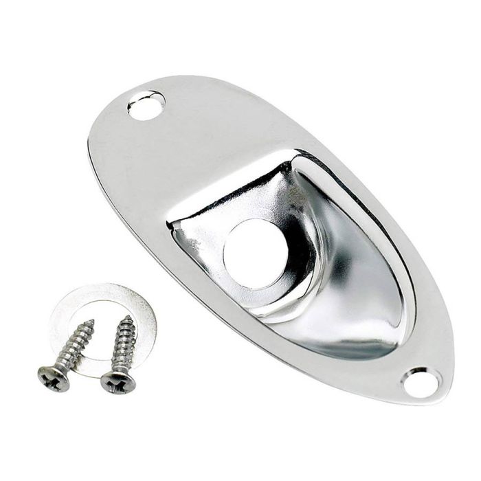 Fender Genuine Replacement Part Stratocaster recessed jack ferrule plate, chrome