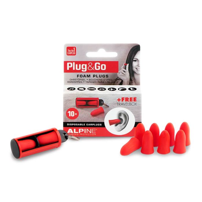 Alpine Hearing Protection Plug&Go oordoppen, soft foam, 5 paar met sleutelhanger travel box