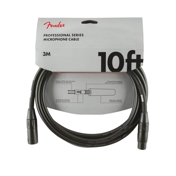 Fender Professional Series microphone cable, 10ft, black