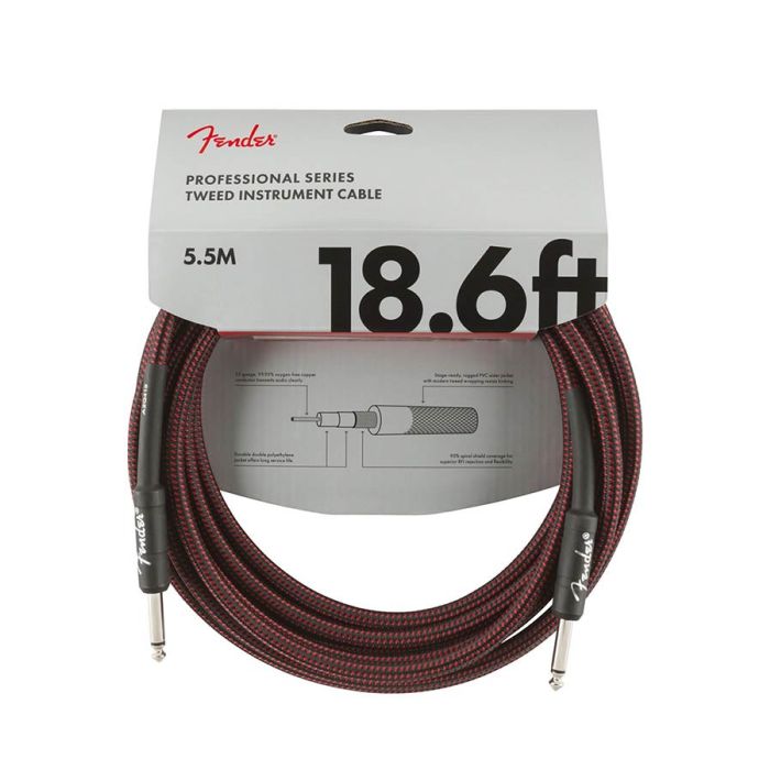 Fender Professional Tweed instrument cable, 18.6ft, red tweed