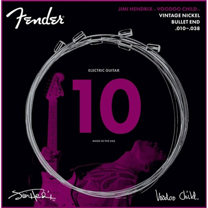 Fender Jimi Hendrix™ Voodoo Child™ string set electric, vintage nickel, 010-013-015-026-032-038, bullet end