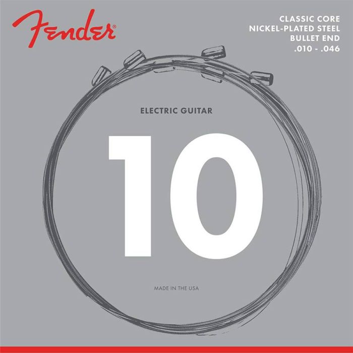 Fender Classic Core string set electric, nickel plated steel, regular, bullet ends, 010-013-017-026-036-046