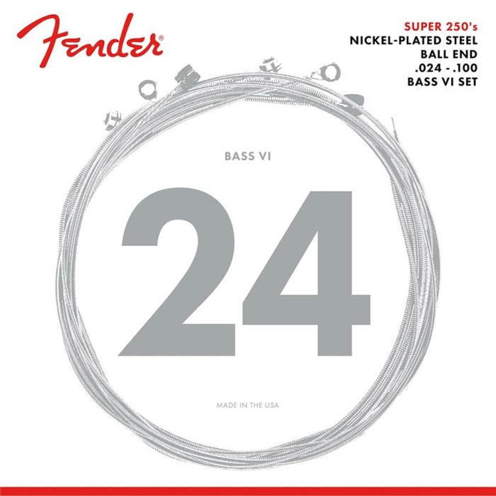 Fender Super 250s string set electric bass, nickel plated steel, ball ends, 024-034-044-065-080-100