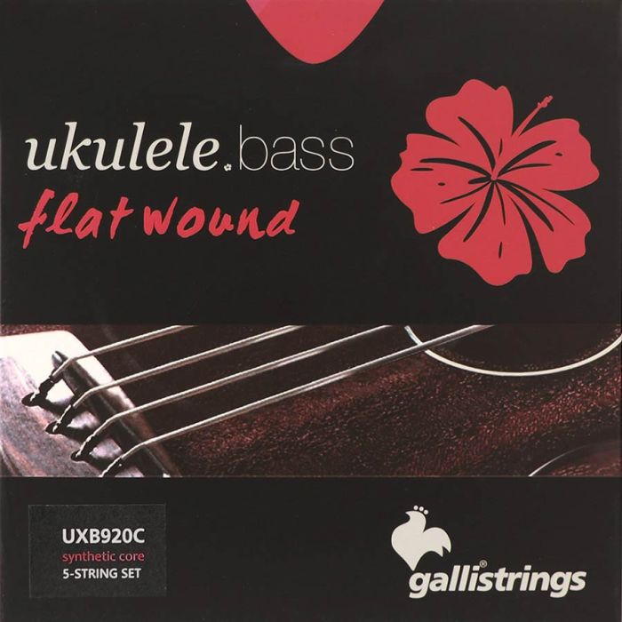 Galli snarenset voor bas ukulele, flatwound chrome steel on synthetic core, 5-snarig