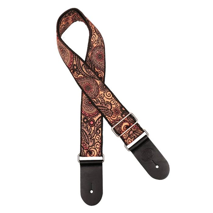 Gaucho Traditional Series guitar strap,2 inch jacquard jacquard weave, leather slips, multi colors12