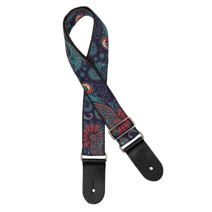 Gaucho Traditional Series guitar strap,2 inch jacquard jacquard weave, leather slips, multi colors200