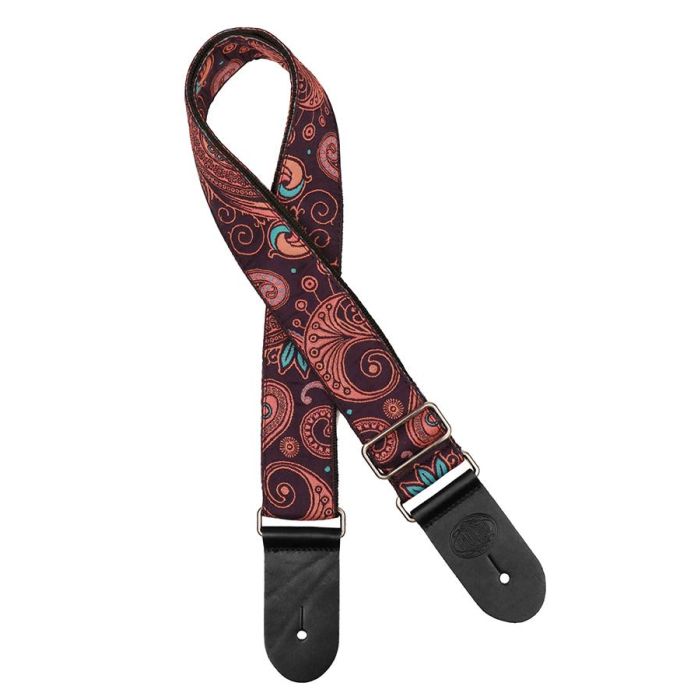 Gaucho Traditional Series guitar strap,2 inch jacquard jacquard weave, leather slips, multi colors300