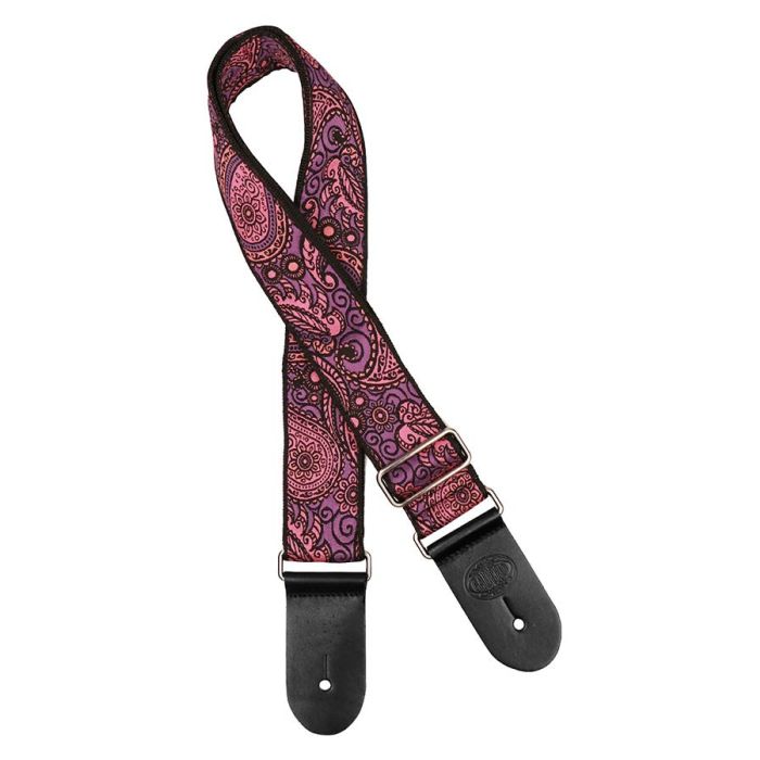 Gaucho Traditional Series guitar strap,2 inch jacquard jacquard weave, leather slips, multi colors500