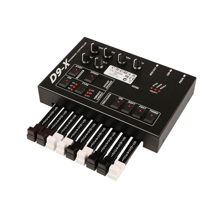 Crumar drawbar controller uitbreiding met 9 drawbars, draaiknoppen en knoppen (ook als MIDI contr. via USB