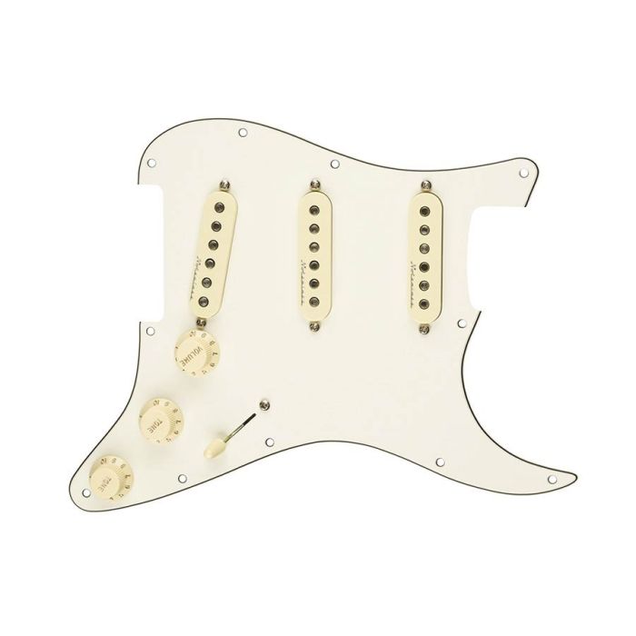 Fender Pre-Wired Strat Pickguard Hot Noiseless SSS, 11 screw holes, parchment