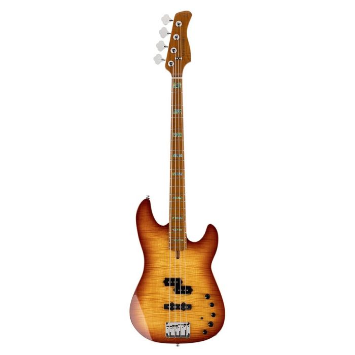 Sire Basses P10 Series Marcus Miller basgitaar, 4-snarig, elzen met massieve gevlamde esdoorn top, tobacco sunburst