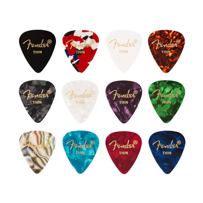 Fender Celluloid Medley Picks 12 pieces, 351 shape, thin