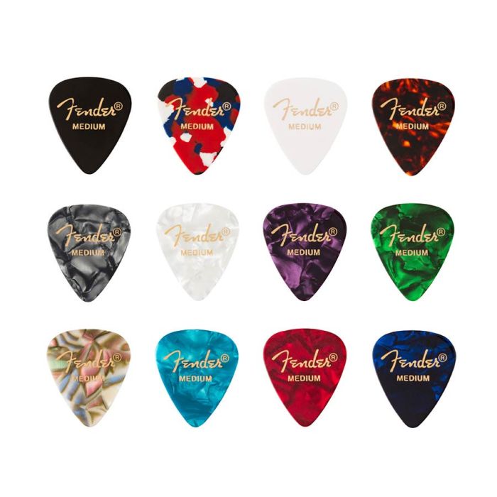 Fender Celluloid Medley Picks 12 pieces, 351 shape, medium