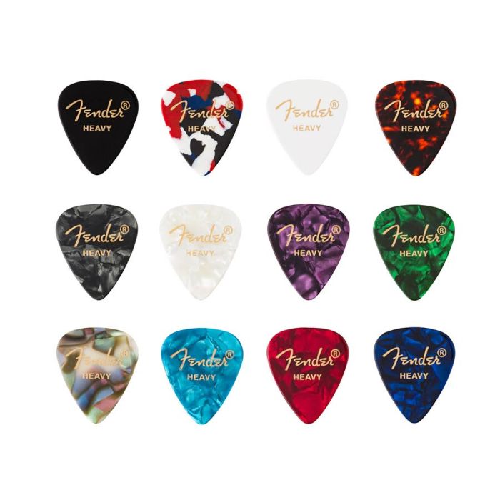 Fender Celluloid Medley Picks 12 pieces, 351 shape, heavy