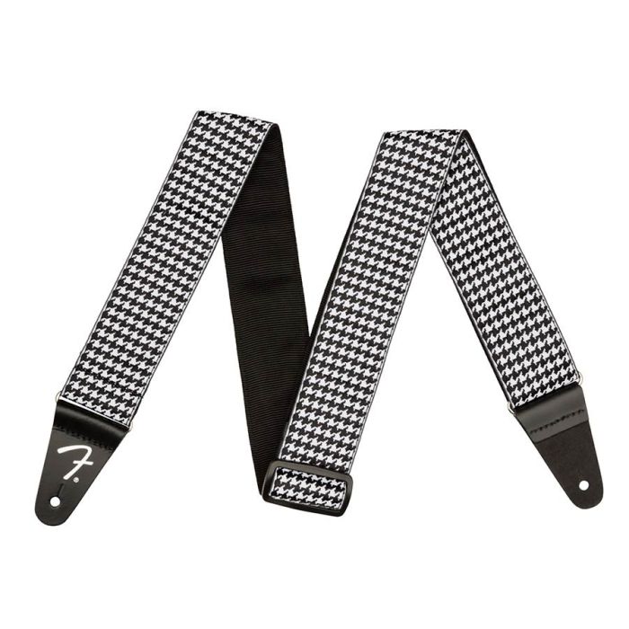 Fender guitar strap, houndstooth, white