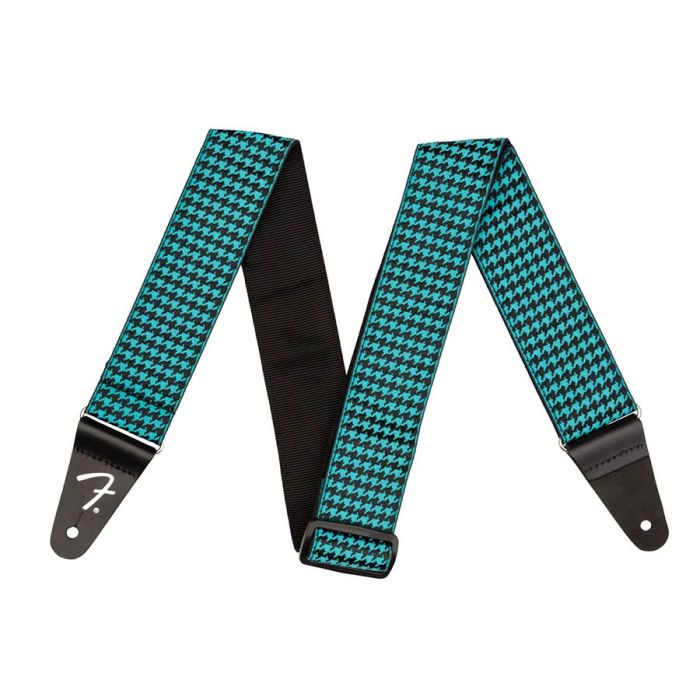 Fender guitar strap, houndstooth, teal