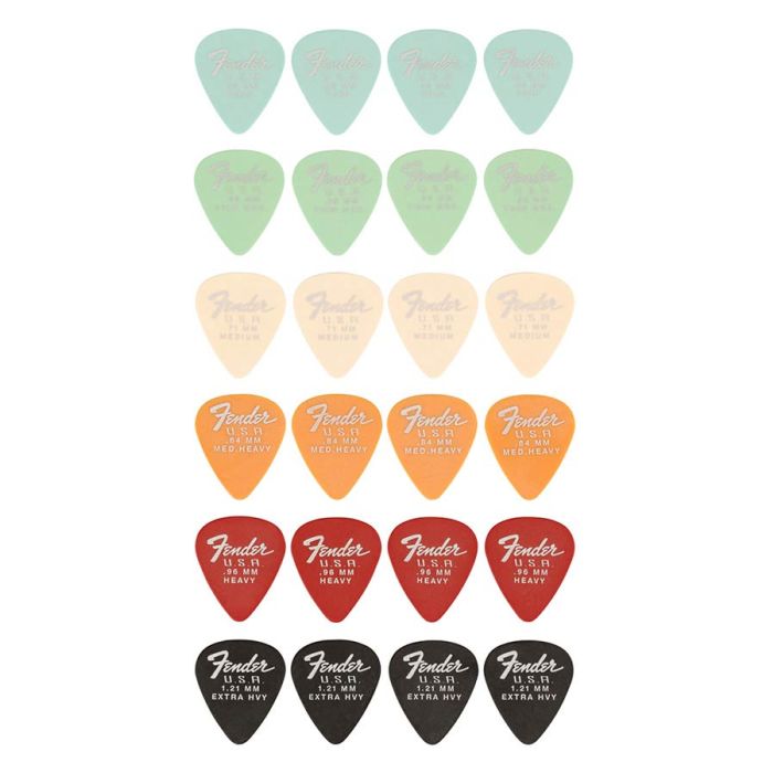 Fender Dura-Tone picks, 351 shape, mixed pickpack, 24 pieces