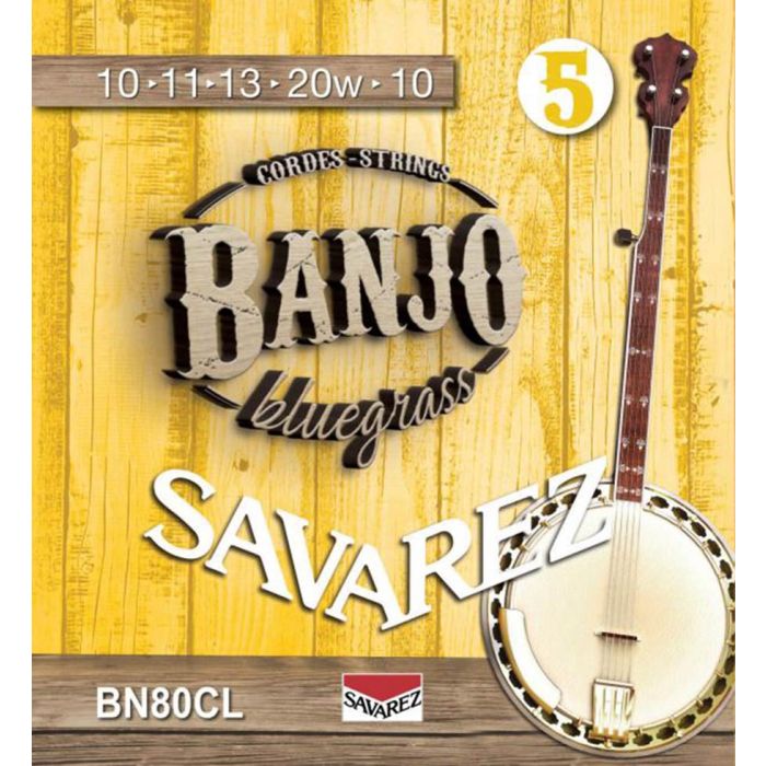 Savarez string set 5-string banjo, bluegrass, custom light, 010-011-013-020W-0010