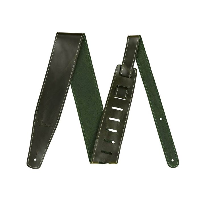 Fender broken-in leather strap, 2.5", green