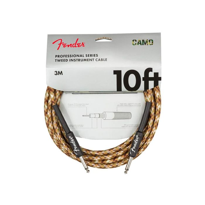 Fender Professional Series instrument cable 2x jack (metal) 10', desert camo